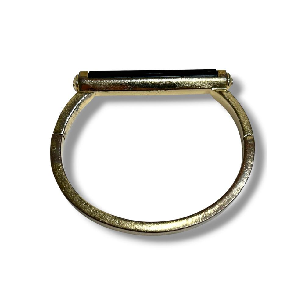 Vintage Henri Bendel New York Gold Tone
Black Resin Bar Hinged Bangle Bracelet - Picture 6 of 12